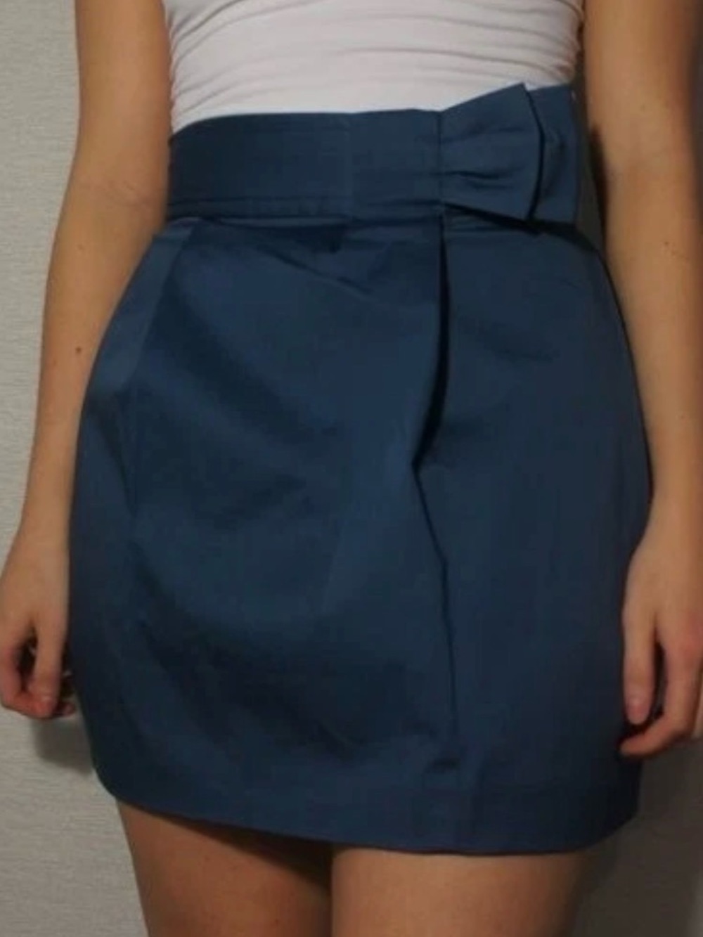 BCBG MaxAzria Mila Steel Blue High-Waist Bow Mini Skirt - Women Size 4